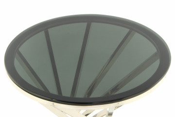 Masuta de cafea rotunda din sticla Wesley 50x50x55 cm negru/argintiu - Img 4