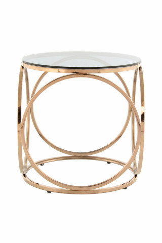 Masuta de cafea rotunda din sticla Whitney 50x50x52 gri/auriu - Img 2