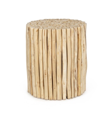Măsuță de cafea rotundă Guadalupe, din crengi de lemn de tec, finisaj natur, diametru 35 cm, înălțime 40 cm