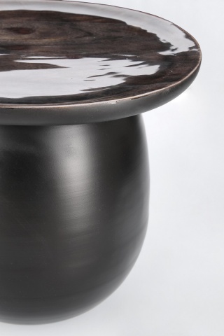 Măsuță de cafea rotundă Zainab, din lemn de acacia și oțel, cu finisaj natural, diametru 40 cm - Img 3