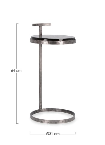 Măsuță de cafea rotundă Zayla, din sticlă și oțel, finisaj nichel antichizat - Img 2