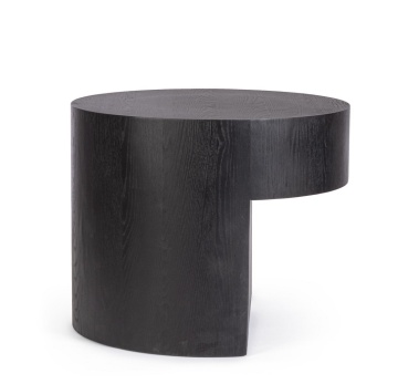 Măsuță de cafea Stanwood, diametru 50 cm, din MDF cu furnir de frasin, neagră, 50x40 cm - Img 5