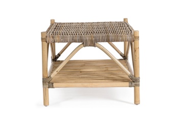 Măsuță de cafea Tarifa, din ratan cu țesătură Kubu, finisaj natural, 96x56x43.5 cm - Img 5