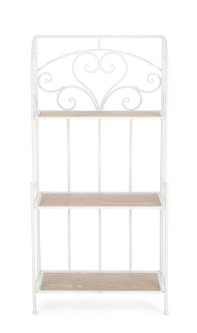 Raft Guenda, 3 polițe, pliabil, din metal și MDF, vopsit electrostatic, alb, 60x28x127 cm - Img 3