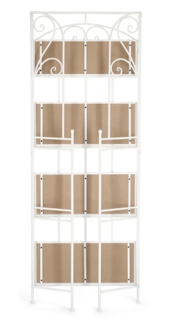 Raft Guenda, 4 polițe, pliabil, din metal și MDF, vopsit electrostatic, alb, 59x28x167 cm - Img 7