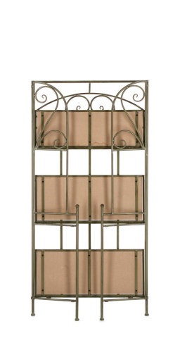 Raft Guenda cu 3 polițe, pliabil, din metal și MDF, verde închis, 60x28x127 cm - Img 7