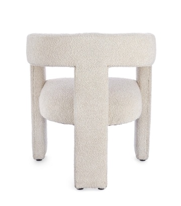 Scaun cu brațe Arabella, din stofă bouclé, alb , 64x56x75 cm - Img 4