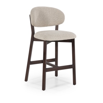 Scaun de bar Mikky din Tesatura taupe si lemn de stejar maro - Img 11