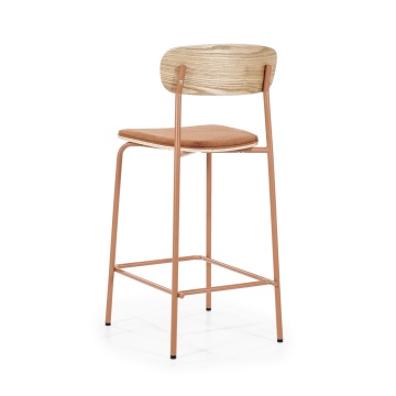 Scaun de bar Skoladin lemn de frasin teracota 95 cm - Img 5