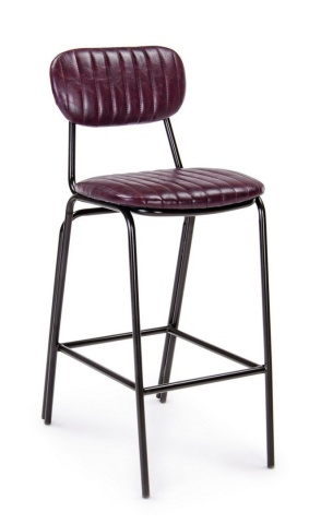 Scaun de bar Vintage, din piele ecologică, bordeaux, 44x51x100 cm