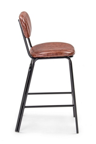 Scaun de bar Vintage, din piele ecologică, portocaliu închis, 44x51x100 cm - Img 5