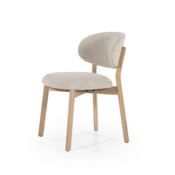 Scaun Mikky Tesatura taupe si lemn de stejar natural - Img 2