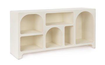 Servanta din MDF, cu efect material, alb crem, 120x35x60 cm