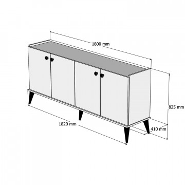 Servanta din pal melaminat Lidia nuc 182x82,5x41 cm - Img 3