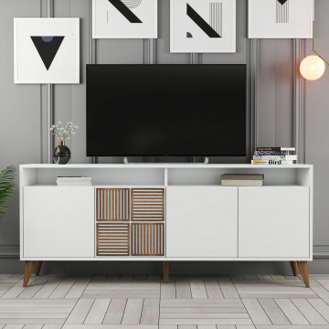 Servanta din pal melaminat Milano alba 180x78,6x35 cm - Img 6