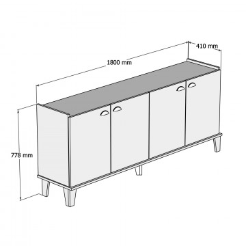 Servanta din pal melaminat Sumer marmură si stejar 180x77,8x41 cm - Img 3