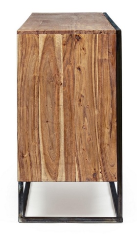 Servanta Egon, 4 uși, stil nordic, din lemn de acacia și oțel, 175x40x76 cm - Img 5