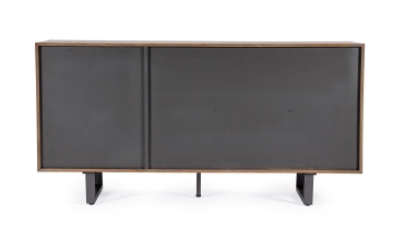 Servanta Garwood, 2 uși și 3 sertare, din MDF furniruit cu stejar, finisaj natural, picioare din oțel, 150x42x75 cm - Img 3