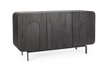 Servanta Orissa, 3 uși, din lemn de mango și oțel, 145x42x82 cm
