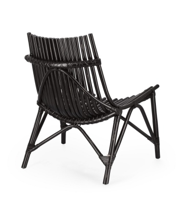 Set 2 Fotolii lounge Menendez, din ratan, negru, 77 x 80 x 84 cm - Img 2