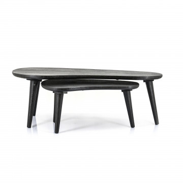 Set 2 masute de cafea din lemn de mango Guus 110x54x38 cm/70x45x32 cm negre