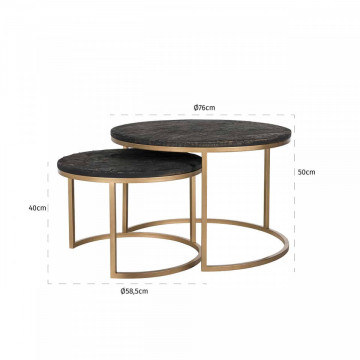 Set 2 masute de cafea rotunde din lemn Belfort 50x58,5x58,5 cm maro inchis - Img 3
