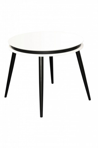 Set 2 masute de cafea rotunde din lemn de plop Suri 40x40x44 cm alb/negru - Img 2