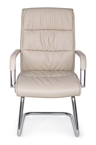 Set 2 scaune de birou Sydney, cu brațe, din piele ecologică și oțel cromat, taupe, 58x60,5x101,5 cm - Img 3