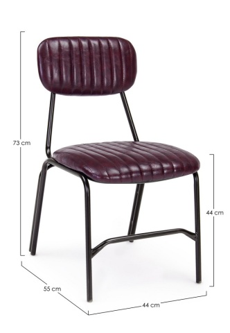 Set 2 scaune vintage cu ținte metalice, tapițate cu piele ecologică, bordo, 44 x 55 x 78 cm - Img 2