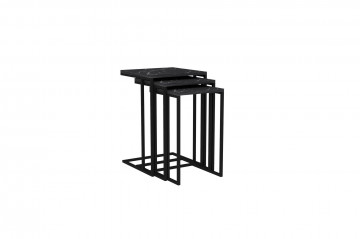 Set 3 masute de cafea patrate Mermer negre 60 cm, 56 cm, 52 cm - Img 3
