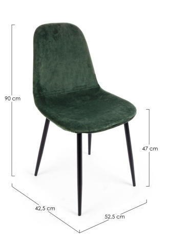 Set 4 scaune Irelia, din catifea, Verde închis, 52,5x42,5x90 cm - Img 3