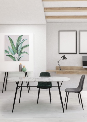 Set 4 scaune Irelia, din catifea, Verde închis, 52,5x42,5x90 cm - Img 9