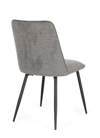 Set 4 scaune scaune Cora, tapițate cu material textil, picioare din oțel, gri închis - Img 2