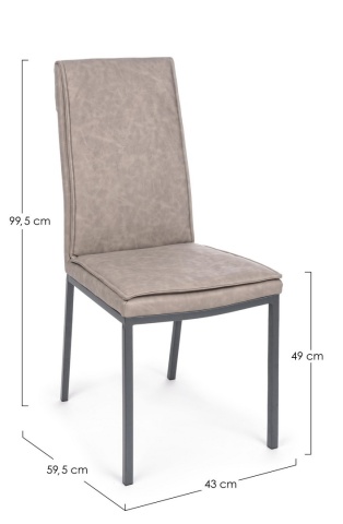 Set 4 scaune Sofie, tapițate cu piele ecologică vintage, taupe 43x59.5x99.5 cm - Img 2