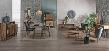 Set 4 scaune Sofie, tapițate cu piele ecologică vintage, taupe 43x59.5x99.5 cm - Img 9