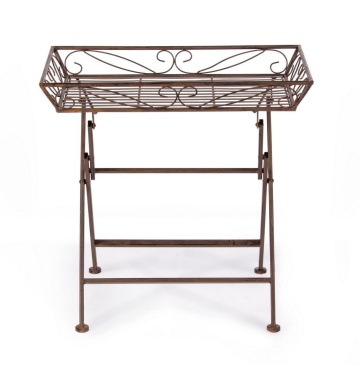 Set de 2 Măsuțe de cafea pliabile Melanie, metal, maro, 63 x 40 x 60 cm - Img 3