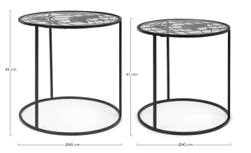 Set de 2 măsuțe de cafea rotunde din oțel vopsit electrostatic și sticlă securizată - Img 2