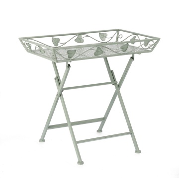 Set de 2 Măsuțe Harriet, dreptunghiulare, pliabile, din oțel, verde salvie, 63x40x60 cm - Img 1