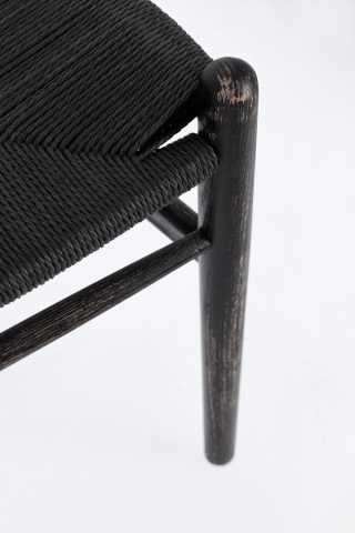 Set de 2 Scaun din lemn de fag cu șezut împletit, natural/negru, 50 x 49.5 x 77 cm - Img 8