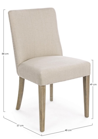 Set de 2 scaune Beatriz, cu ținte metalice, tapițerie din in, natur, 48x57x88 cm - Img 2