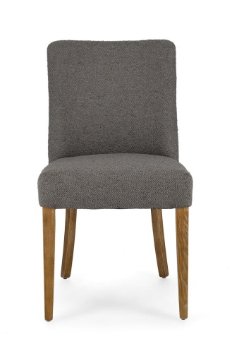 Set de 2 scaune Beatriz, cu ținte metalice, tapițerie din poliester cu efect buclé, gri, 48x57x88 cm - Img 3
