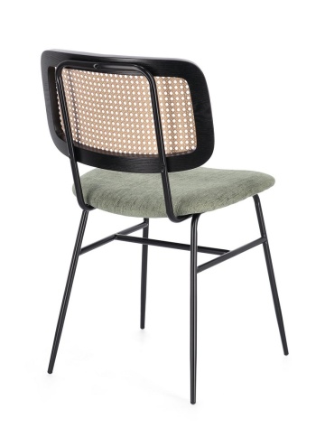 Set de 2 scaune cu efect ratan și cadru metalic, verde - Img 2