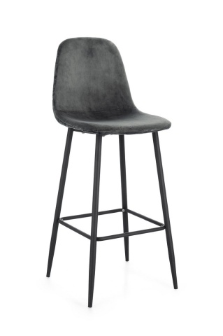 Set de 2 scaune de bar Irelia, din catifea, gri închis, 46x39x103 cm