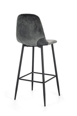 Set de 2 scaune de bar Irelia, din catifea, gri închis, 46x39x103 cm - Img 2