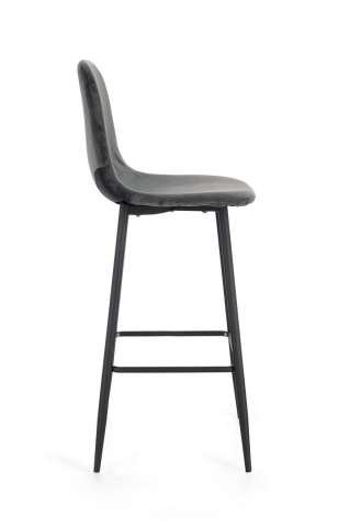 Set de 2 scaune de bar Irelia, din catifea, gri închis, 46x39x103 cm - Img 6