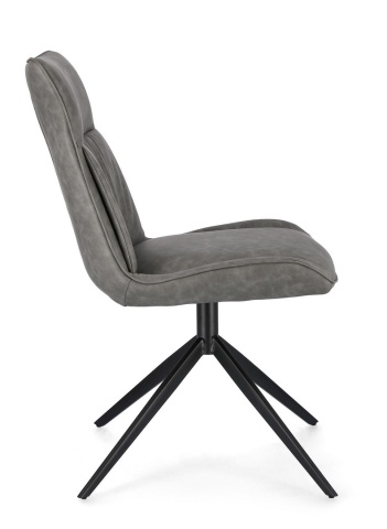 Set de 2 scaune din piele ecologică și oțel vopsit electrostatic, Gri, 50 x 64 x 86 cm - Img 5