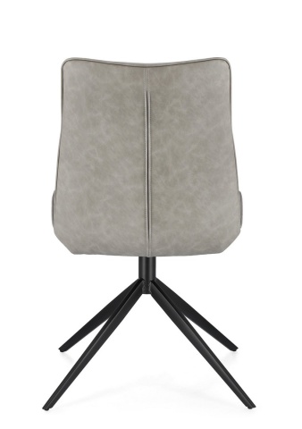 Set de 2 scaune din piele ecologică și oțel vopsit electrostatic, Taupe, 50 x 64 x 86 cm - Img 4