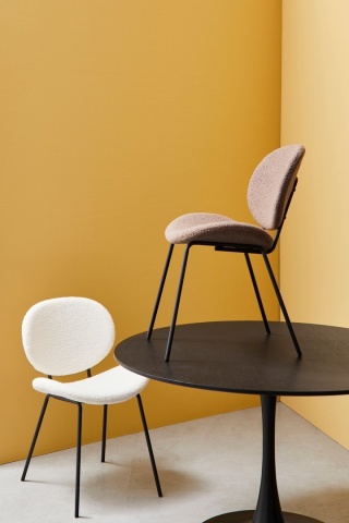 Set de 2 scaune Maddie, din țesătură bouclé și metal, maro, 52x60x80 cm - Img 9