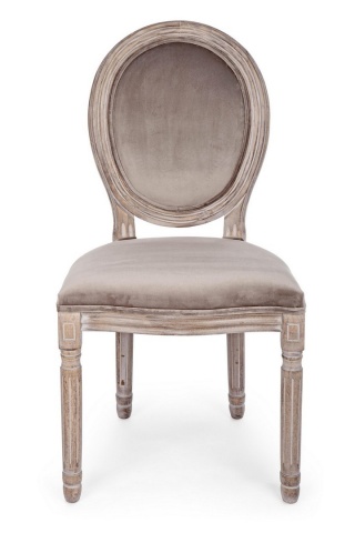 Set de 2 scaune Mathilde, tapițate cu efect de catifea, taupe - Img 3