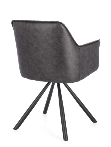 Set de 2 scaune pivotante din piele ecologică, gri, 59.5x61x84 cm - Img 2